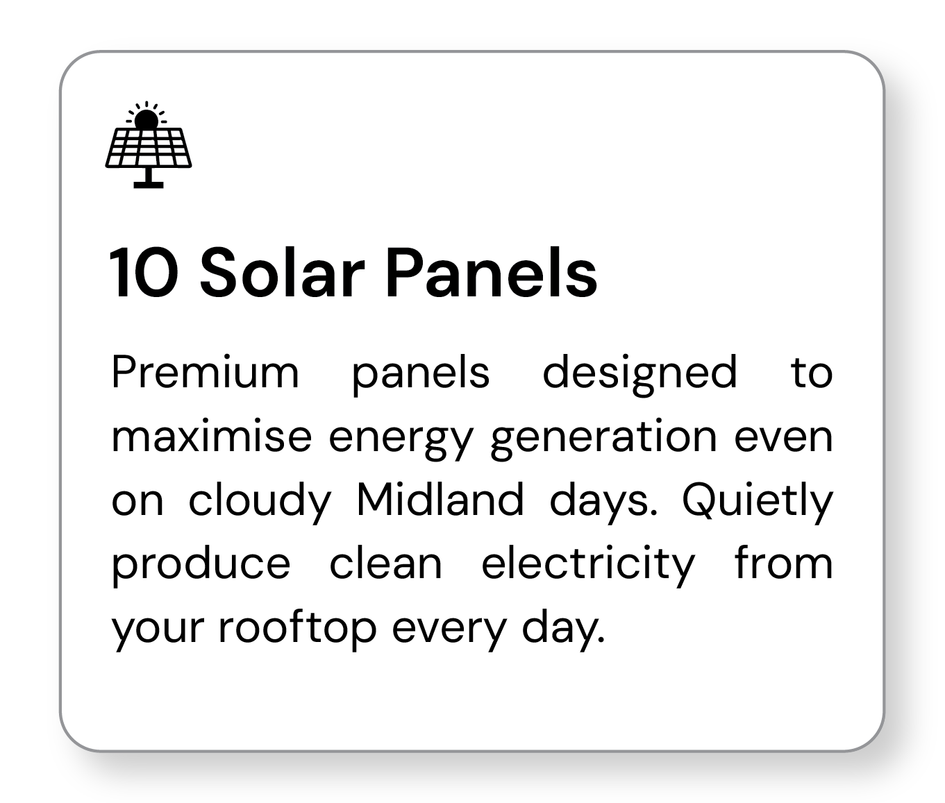 10 solar panels details card